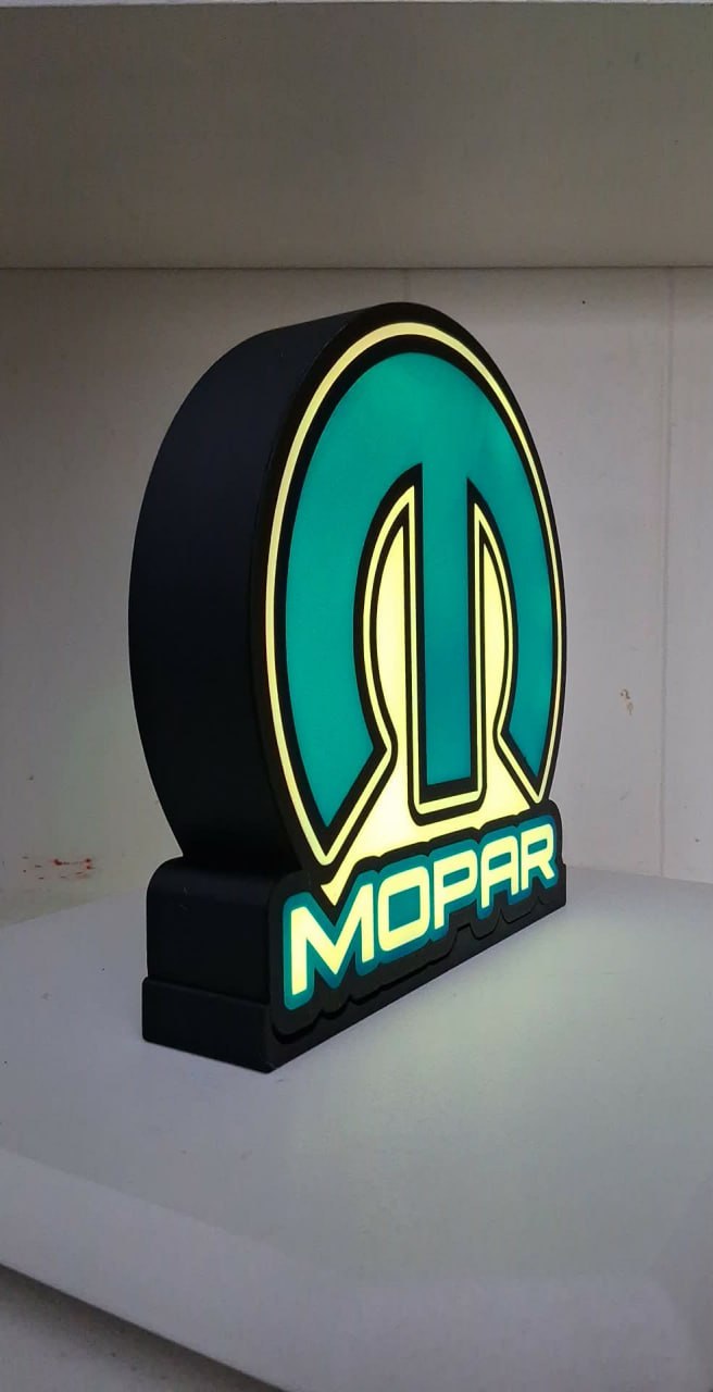 Mopar Blue LED light box – custom 3D printed – Lit Layer Creations